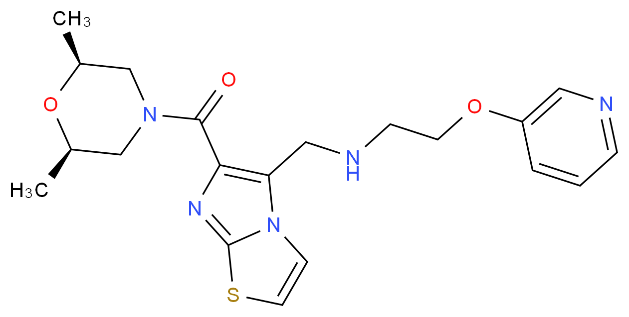 N-[(6-{[(2R*,6S*)-2,6-dimethyl-4-morpholinyl]carbonyl}imidazo[2,1-b][1,3]thiazol-5-yl)methyl]-2-(3-pyridinyloxy)ethanamine_分子结构_CAS_)