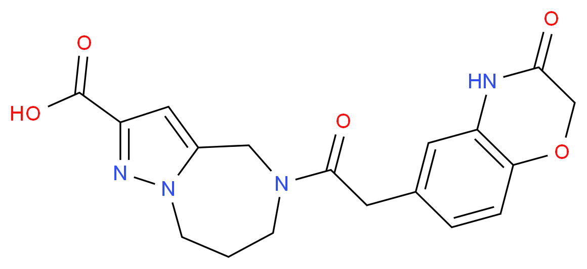 5-[(3-oxo-3,4-dihydro-2H-1,4-benzoxazin-6-yl)acetyl]-5,6,7,8-tetrahydro-4H-pyrazolo[1,5-a][1,4]diazepine-2-carboxylic acid_分子结构_CAS_)