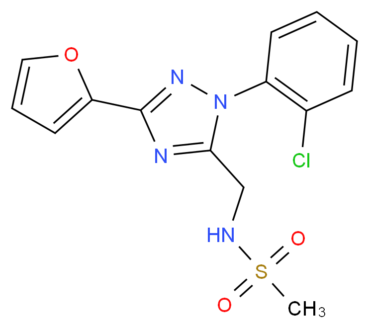 N-{[1-(2-chlorophenyl)-3-(2-furyl)-1H-1,2,4-triazol-5-yl]methyl}methanesulfonamide_分子结构_CAS_)