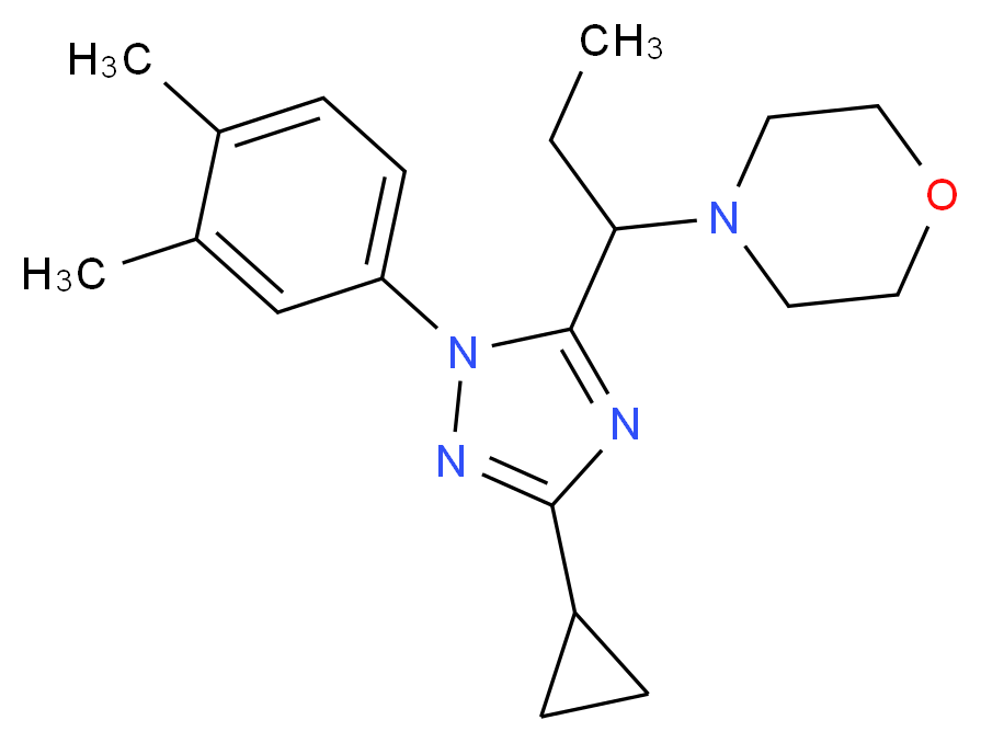 4-{1-[3-cyclopropyl-1-(3,4-dimethylphenyl)-1H-1,2,4-triazol-5-yl]propyl}morpholine_分子结构_CAS_)