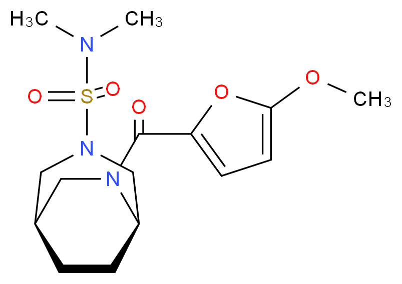 (1R*,5R*)-6-(5-methoxy-2-furoyl)-N,N-dimethyl-3,6-diazabicyclo[3.2.2]nonane-3-sulfonamide_分子结构_CAS_)