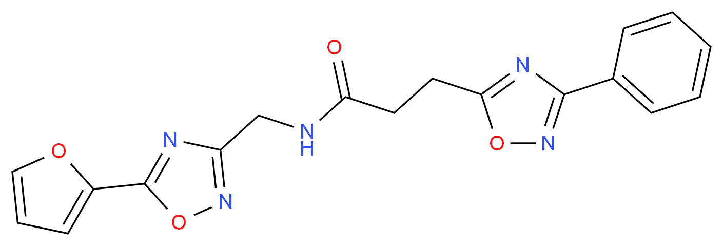N-{[5-(2-furyl)-1,2,4-oxadiazol-3-yl]methyl}-3-(3-phenyl-1,2,4-oxadiazol-5-yl)propanamide_分子结构_CAS_)