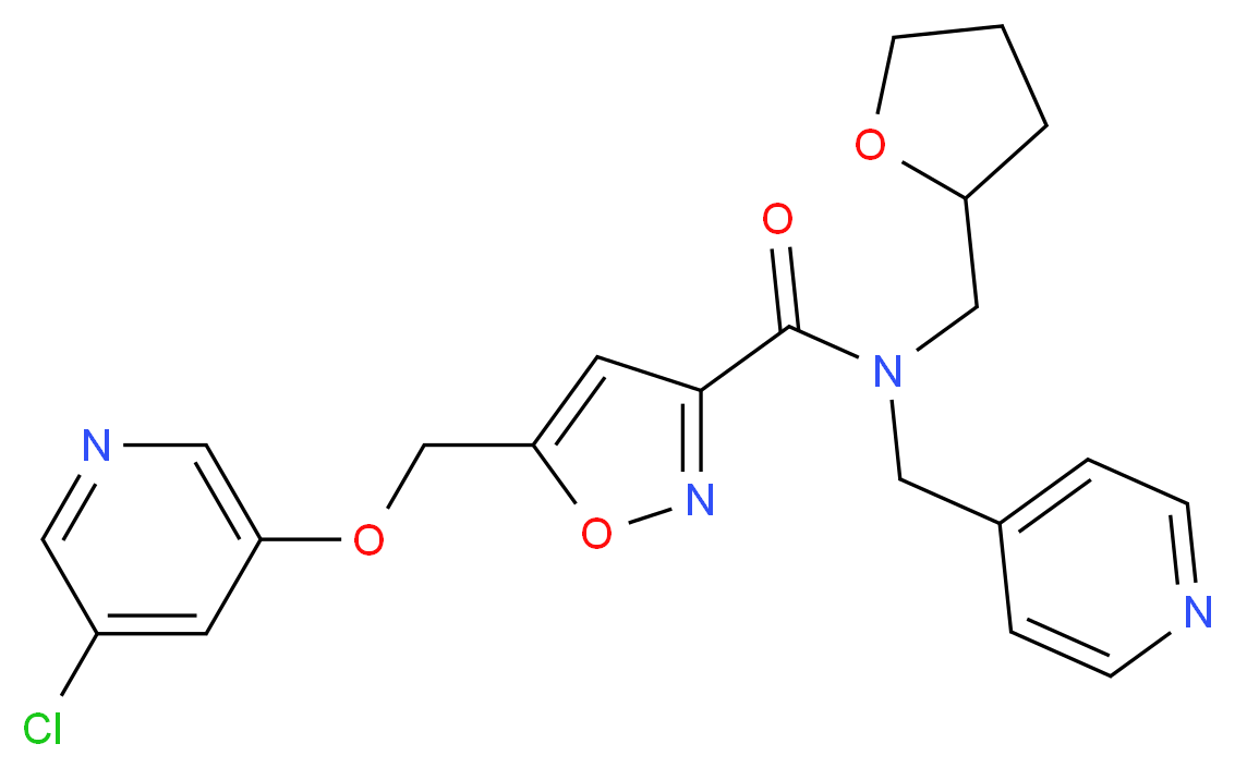 5-{[(5-chloro-3-pyridinyl)oxy]methyl}-N-(4-pyridinylmethyl)-N-(tetrahydro-2-furanylmethyl)-3-isoxazolecarboxamide_分子结构_CAS_)