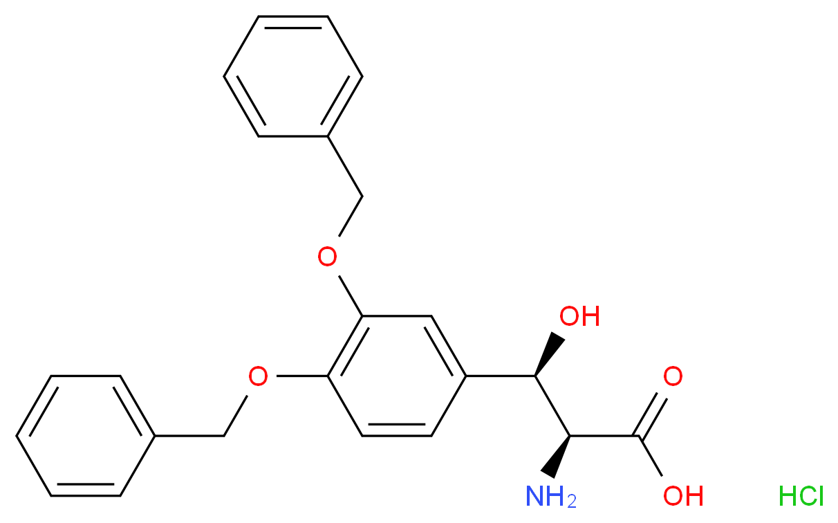 (2S,3R)-2-amino-3-[3,4-bis(benzyloxy)phenyl]-3-hydroxypropanoic acid hydrochloride_分子结构_CAS_73594-43-1