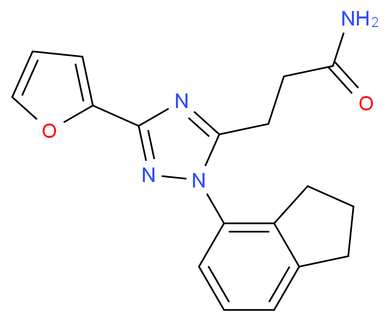 3-[1-(2,3-dihydro-1H-inden-4-yl)-3-(2-furyl)-1H-1,2,4-triazol-5-yl]propanamide_分子结构_CAS_)