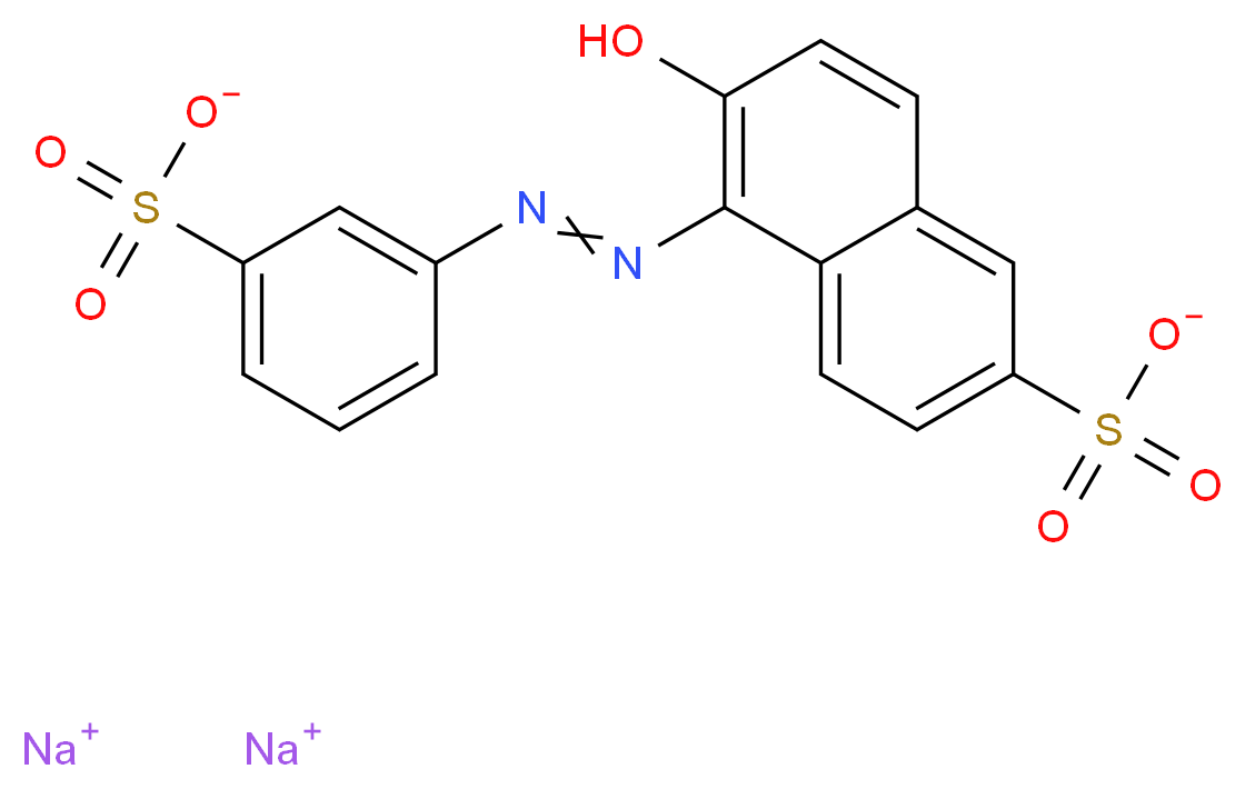 disodium 6-hydroxy-5-[2-(3-sulfonatophenyl)diazen-1-yl]naphthalene-2-sulfonate_分子结构_CAS_2347-72-0