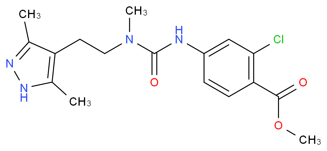 methyl 2-chloro-4-({[[2-(3,5-dimethyl-1H-pyrazol-4-yl)ethyl](methyl)amino]carbonyl}amino)benzoate_分子结构_CAS_)