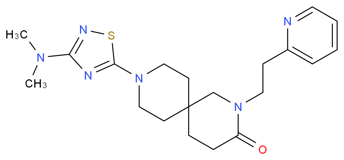 9-[3-(dimethylamino)-1,2,4-thiadiazol-5-yl]-2-(2-pyridin-2-ylethyl)-2,9-diazaspiro[5.5]undecan-3-one_分子结构_CAS_)