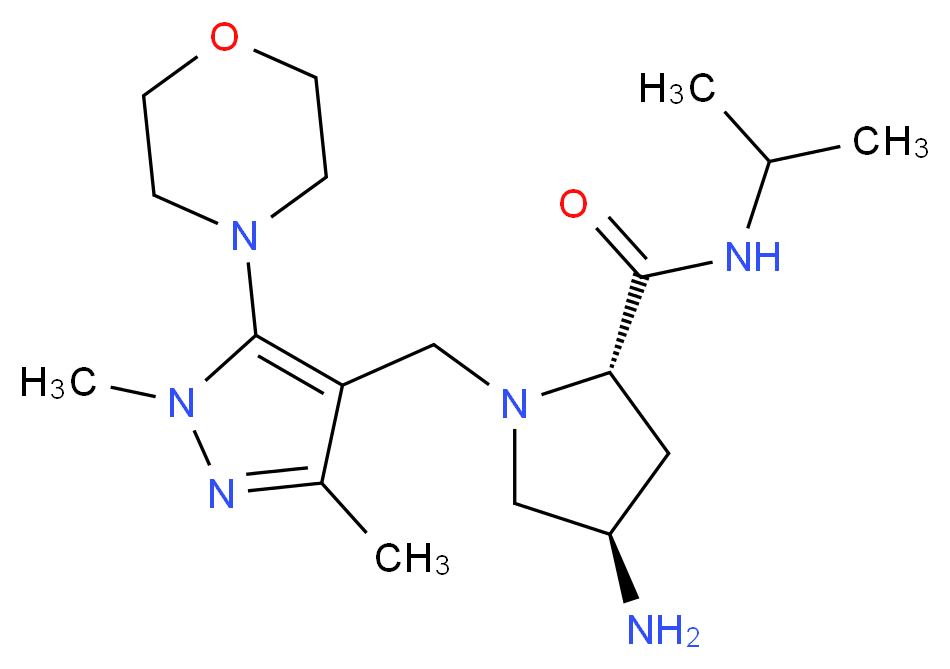 (2S,4R)-4-amino-1-[(1,3-dimethyl-5-morpholin-4-yl-1H-pyrazol-4-yl)methyl]-N-isopropylpyrrolidine-2-carboxamide_分子结构_CAS_)