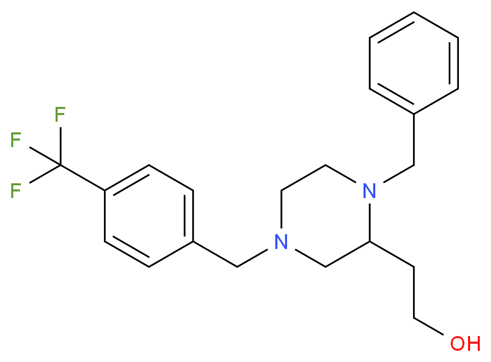 2-{1-benzyl-4-[4-(trifluoromethyl)benzyl]-2-piperazinyl}ethanol_分子结构_CAS_)