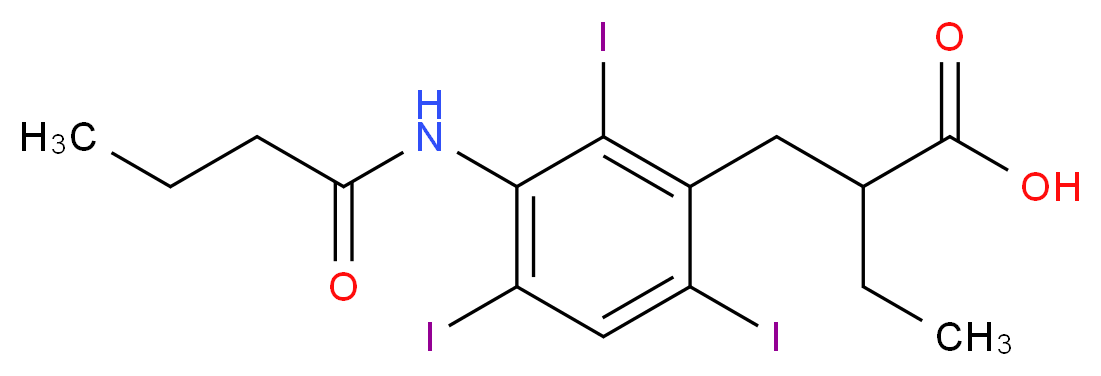 2-[(3-butanamido-2,4,6-triiodophenyl)methyl]butanoic acid_分子结构_CAS_27293-82-9