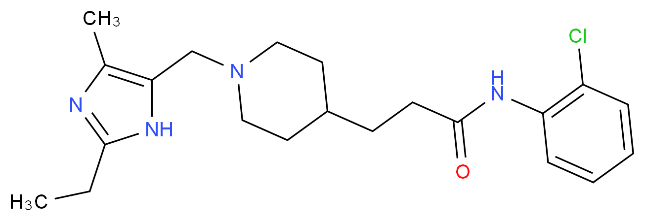 N-(2-chlorophenyl)-3-{1-[(2-ethyl-4-methyl-1H-imidazol-5-yl)methyl]-4-piperidinyl}propanamide_分子结构_CAS_)