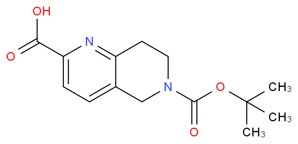 6-[(tert-butoxy)carbonyl]-5,6,7,8-tetrahydro-1,6-naphthyridine-2-carboxylic acid_分子结构_CAS_259809-49-9