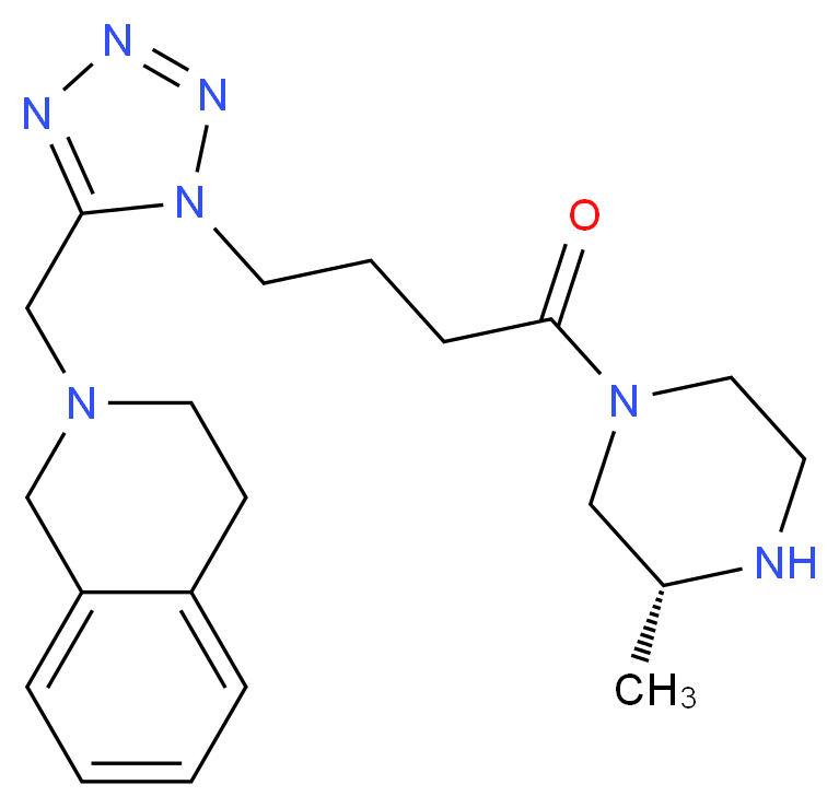 2-[(1-{4-[(3R)-3-methylpiperazin-1-yl]-4-oxobutyl}-1H-tetrazol-5-yl)methyl]-1,2,3,4-tetrahydroisoquinoline_分子结构_CAS_)