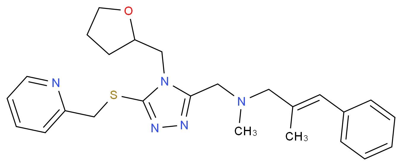 (2E)-N,2-dimethyl-3-phenyl-N-{[5-[(2-pyridinylmethyl)thio]-4-(tetrahydro-2-furanylmethyl)-4H-1,2,4-triazol-3-yl]methyl}-2-propen-1-amine_分子结构_CAS_)