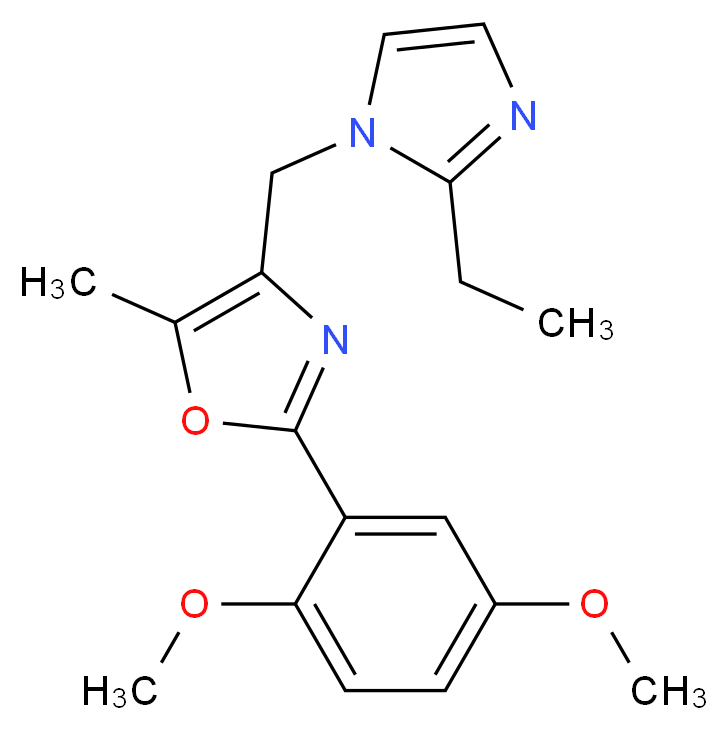 2-(2,5-dimethoxyphenyl)-4-[(2-ethyl-1H-imidazol-1-yl)methyl]-5-methyl-1,3-oxazole_分子结构_CAS_)