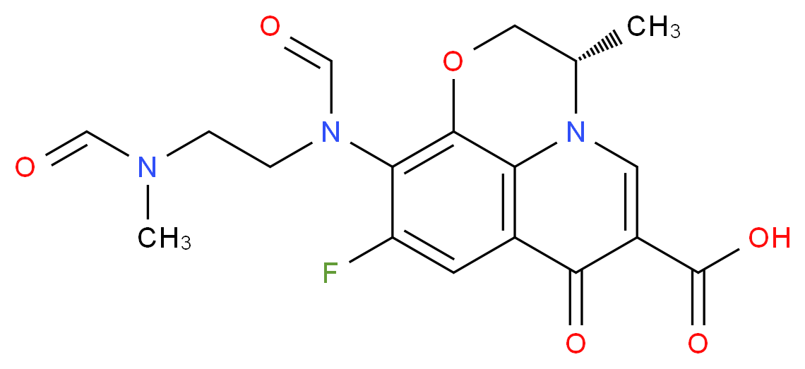 (2S)-7-fluoro-2-methyl-6-{N-[2-(N-methylformamido)ethyl]formamido}-10-oxo-4-oxa-1-azatricyclo[7.3.1.0<sup>5</sup>,<sup>1</sup><sup>3</sup>]trideca-5(13),6,8,11-tetraene-11-carboxylic acid_分子结构_CAS_151377-74-1