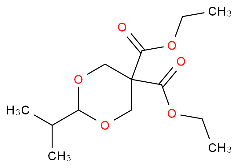 5,5-diethyl 2-(propan-2-yl)-1,3-dioxane-5,5-dicarboxylate_分子结构_CAS_35113-48-5