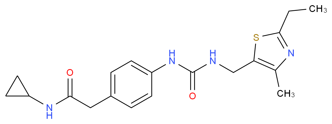 N-cyclopropyl-2-{4-[({[(2-ethyl-4-methyl-1,3-thiazol-5-yl)methyl]amino}carbonyl)amino]phenyl}acetamide_分子结构_CAS_)