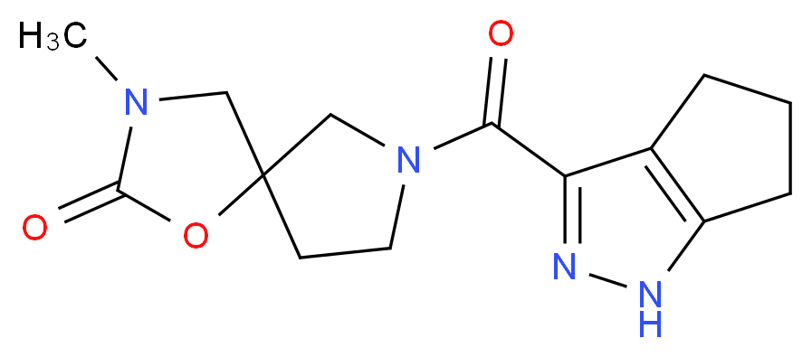 3-methyl-7-(1,4,5,6-tetrahydrocyclopenta[c]pyrazol-3-ylcarbonyl)-1-oxa-3,7-diazaspiro[4.4]nonan-2-one_分子结构_CAS_)