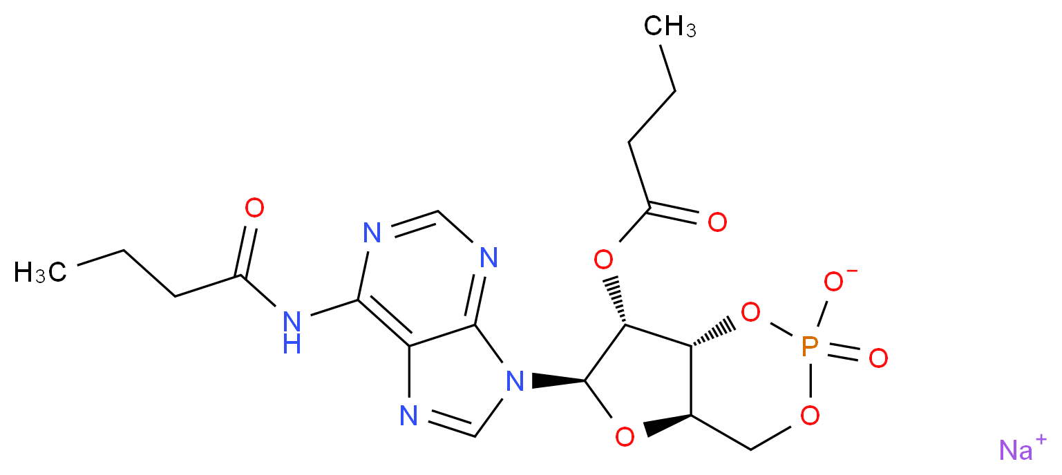 N6,2′-O-二丁酰基腺苷3′,5′-环磷酸 钠盐_分子结构_CAS_16980-89-5)