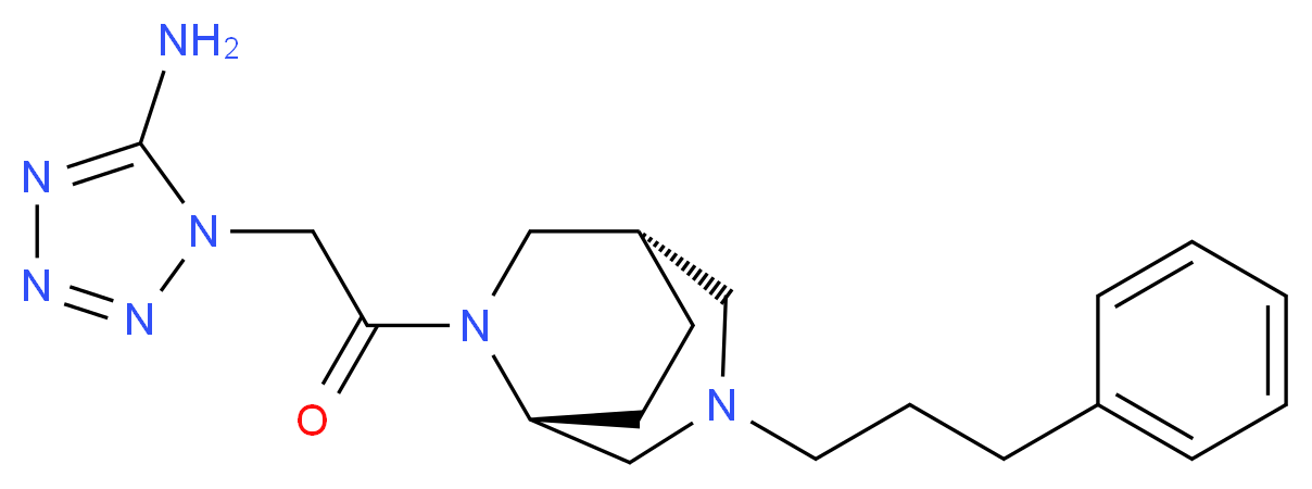 1-{2-oxo-2-[(1S*,5R*)-3-(3-phenylpropyl)-3,6-diazabicyclo[3.2.2]non-6-yl]ethyl}-1H-tetrazol-5-amine_分子结构_CAS_)