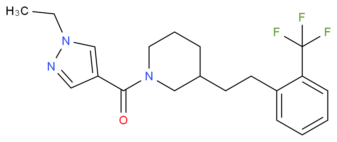 1-[(1-ethyl-1H-pyrazol-4-yl)carbonyl]-3-{2-[2-(trifluoromethyl)phenyl]ethyl}piperidine_分子结构_CAS_)