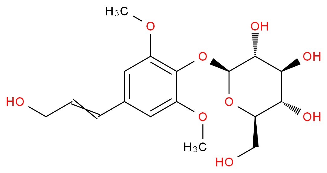 (2R,3S,4S,5R,6S)-2-(hydroxymethyl)-6-[4-(3-hydroxyprop-1-en-1-yl)-2,6-dimethoxyphenoxy]oxane-3,4,5-triol_分子结构_CAS_118-34-3