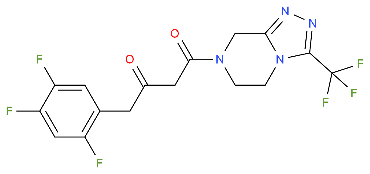 1-[3-(trifluoromethyl)-5H,6H,7H,8H-[1,2,4]triazolo[4,3-a]pyrazin-7-yl]-4-(2,4,5-trifluorophenyl)butane-1,3-dione_分子结构_CAS_764667-65-4
