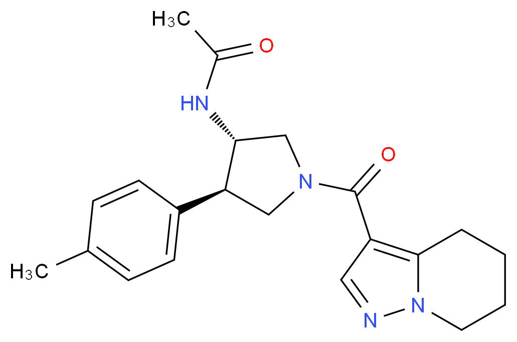 N-[(3S*,4R*)-4-(4-methylphenyl)-1-(4,5,6,7-tetrahydropyrazolo[1,5-a]pyridin-3-ylcarbonyl)-3-pyrrolidinyl]acetamide_分子结构_CAS_)