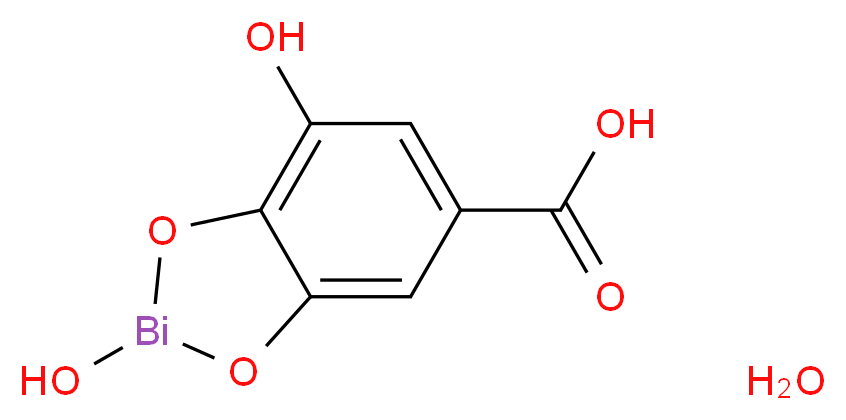 2,7-dihydroxy-2H-benzo[d]1,3-dioxa-2-bismacyclopentane-5-carboxylic acid hydrate_分子结构_CAS_99-26-3