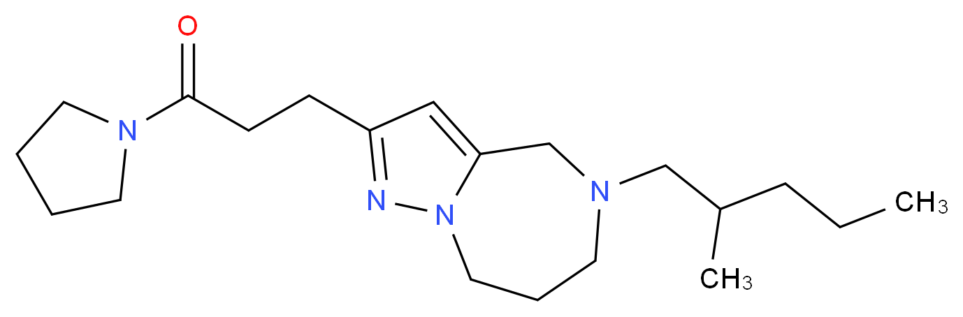 5-(2-methylpentyl)-2-[3-oxo-3-(1-pyrrolidinyl)propyl]-5,6,7,8-tetrahydro-4H-pyrazolo[1,5-a][1,4]diazepine_分子结构_CAS_)