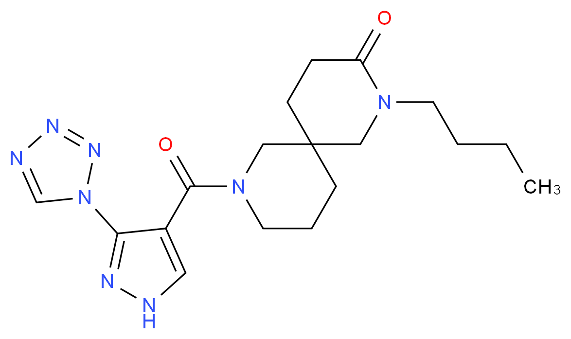 2-butyl-8-{[3-(1H-tetrazol-1-yl)-1H-pyrazol-4-yl]carbonyl}-2,8-diazaspiro[5.5]undecan-3-one_分子结构_CAS_)