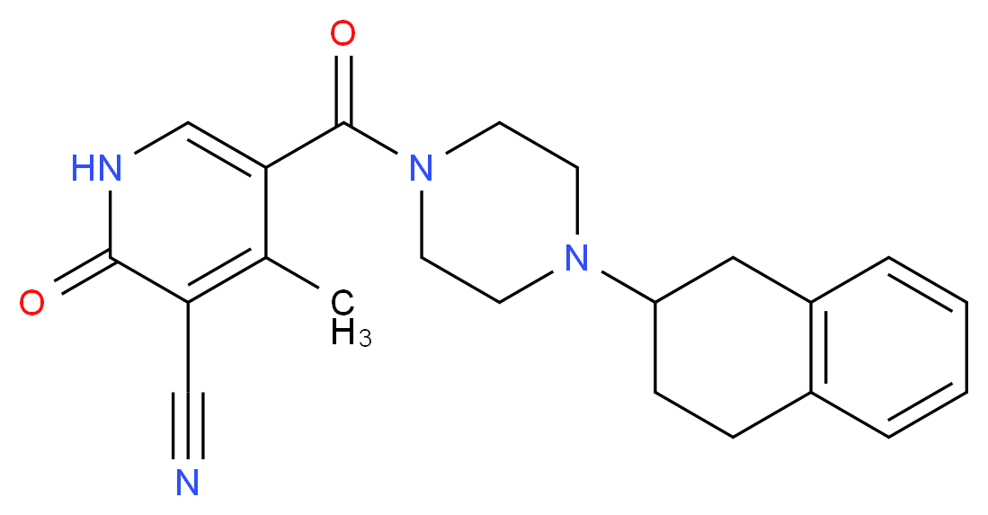 4-methyl-2-oxo-5-{[4-(1,2,3,4-tetrahydro-2-naphthalenyl)-1-piperazinyl]carbonyl}-1,2-dihydro-3-pyridinecarbonitrile_分子结构_CAS_)