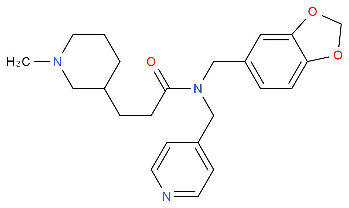 N-(1,3-benzodioxol-5-ylmethyl)-3-(1-methyl-3-piperidinyl)-N-(4-pyridinylmethyl)propanamide_分子结构_CAS_)