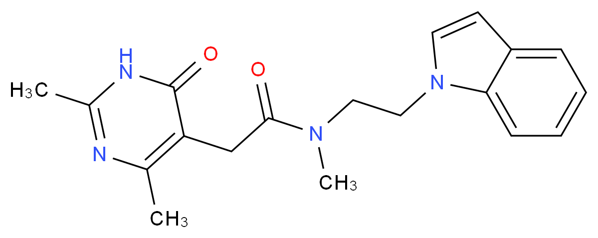 2-(2,4-dimethyl-6-oxo-1,6-dihydropyrimidin-5-yl)-N-[2-(1H-indol-1-yl)ethyl]-N-methylacetamide_分子结构_CAS_)