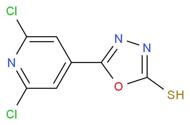 5-(2,6-dichloropyridin-4-yl)-1,3,4-oxadiazole-2-thiol_分子结构_CAS_119221-62-4