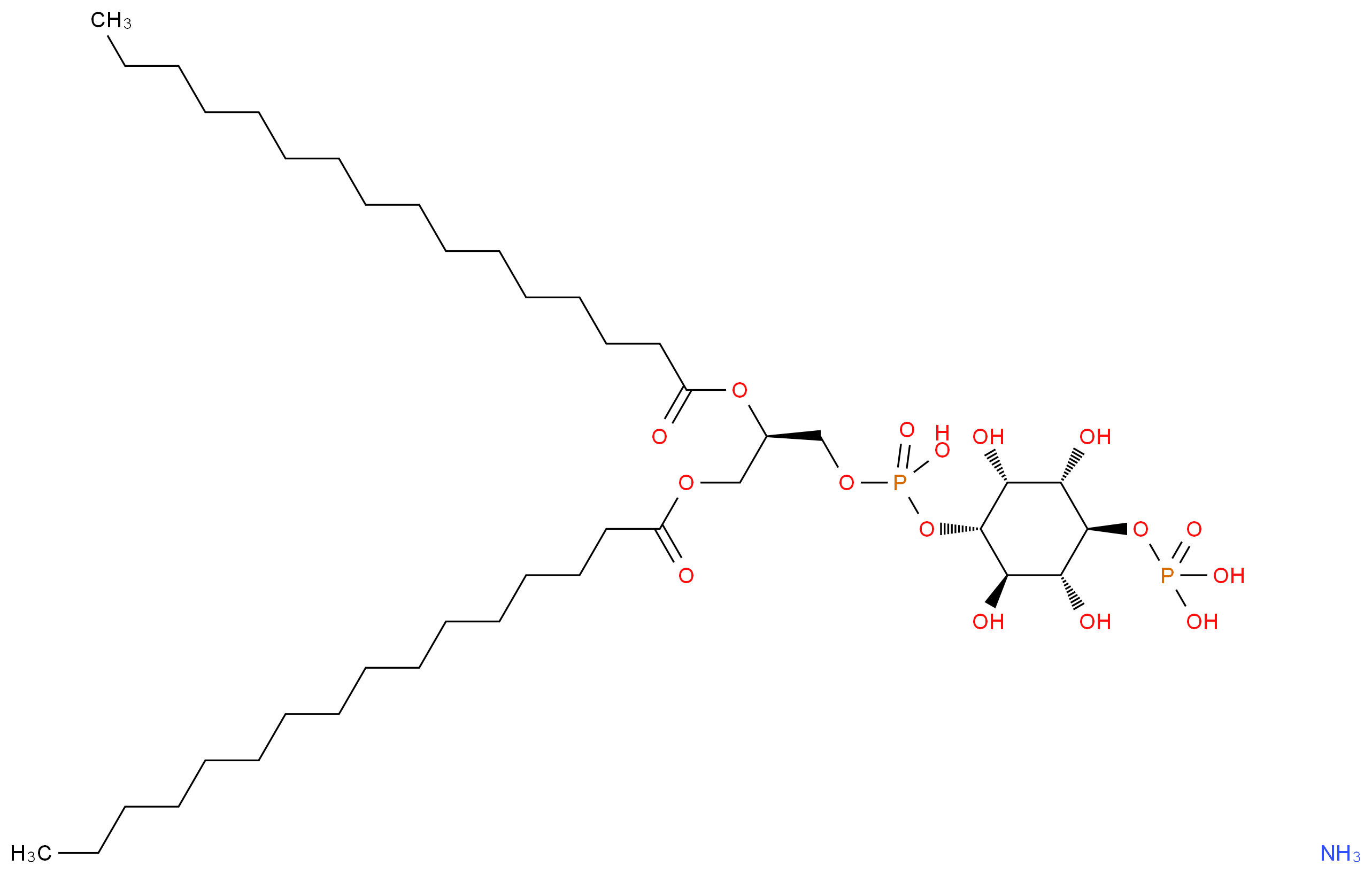 L-α-Phosphatidyl-D-myo-inositol 4-monophosphate, dipalmitoyl ammonium salt_分子结构_CAS_)