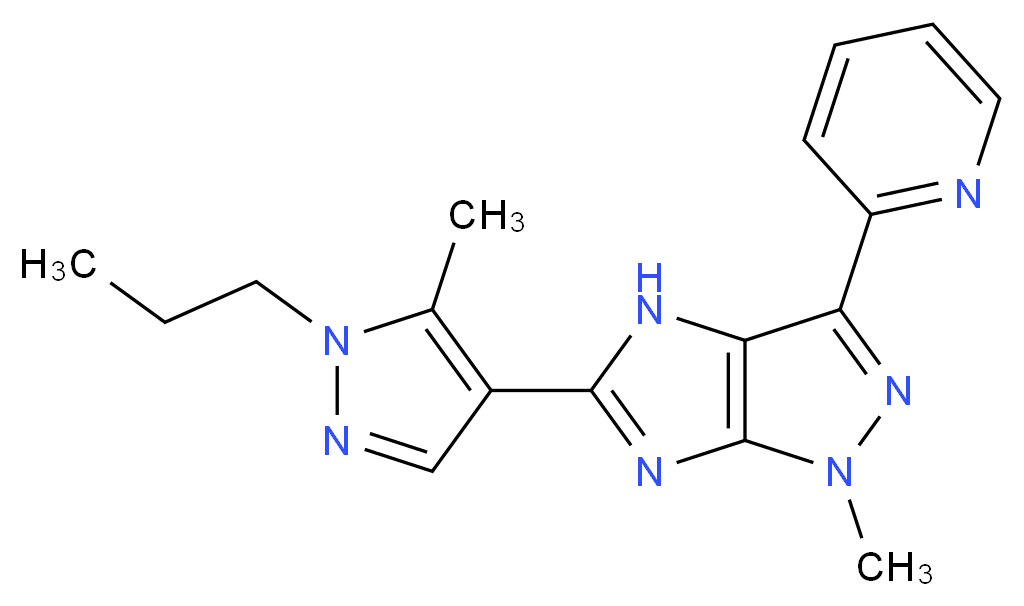 1-methyl-5-(5-methyl-1-propyl-1H-pyrazol-4-yl)-3-(2-pyridinyl)-1,4-dihydroimidazo[4,5-c]pyrazole_分子结构_CAS_)