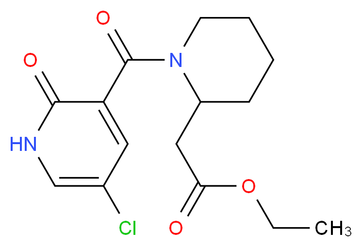 ethyl {1-[(5-chloro-2-oxo-1,2-dihydro-3-pyridinyl)carbonyl]-2-piperidinyl}acetate_分子结构_CAS_)