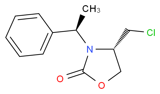 (4S)-4-(chloromethyl)-3-[(1R)-1-phenylethyl]-1,3-oxazolidin-2-one_分子结构_CAS_444814-24-8