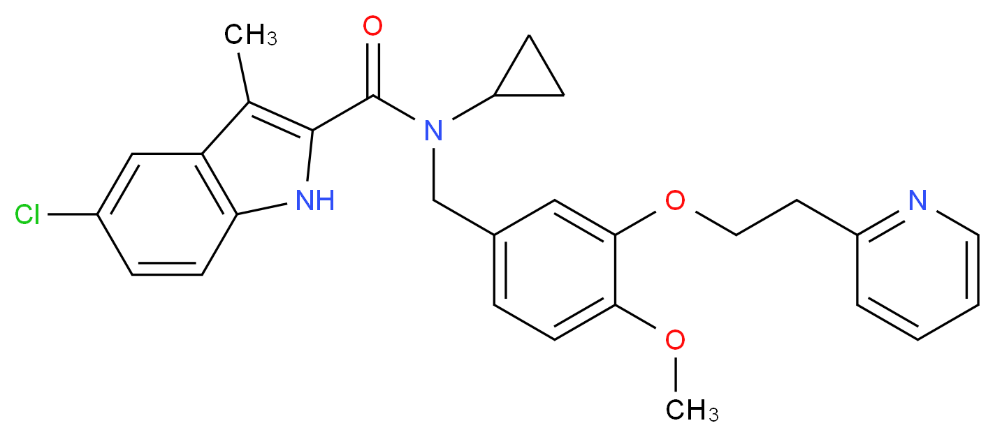 5-chloro-N-cyclopropyl-N-{4-methoxy-3-[2-(2-pyridinyl)ethoxy]benzyl}-3-methyl-1H-indole-2-carboxamide_分子结构_CAS_)