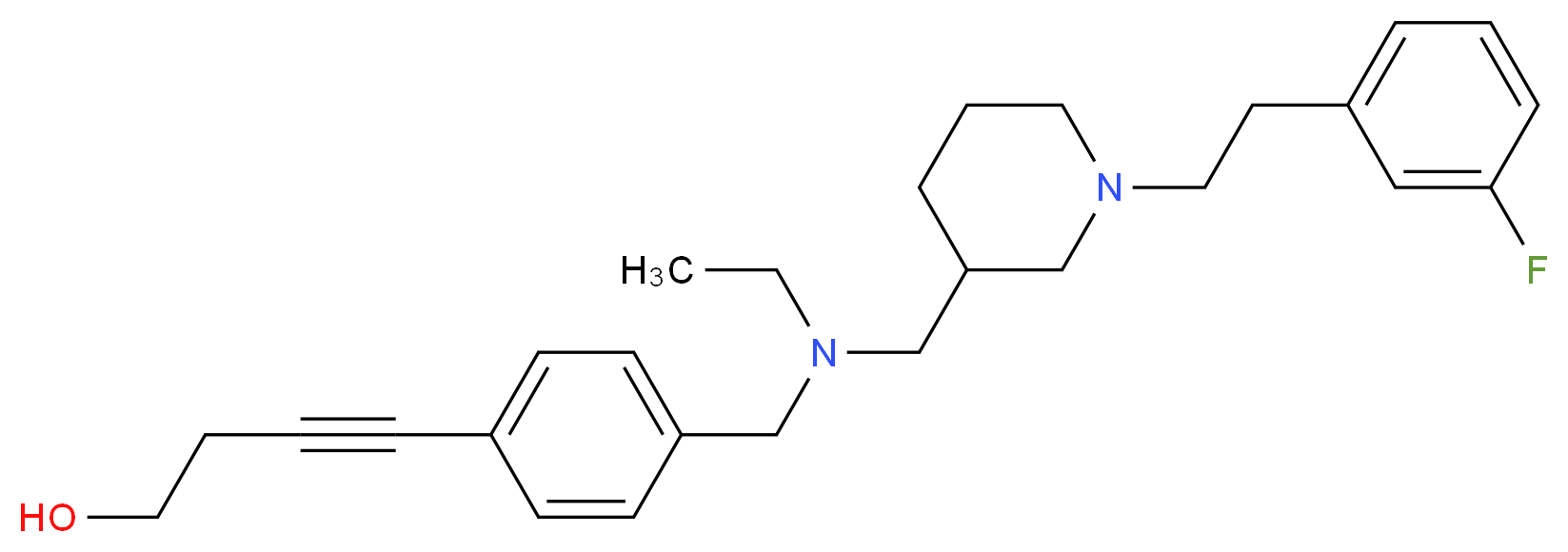 4-(4-{[ethyl({1-[2-(3-fluorophenyl)ethyl]-3-piperidinyl}methyl)amino]methyl}phenyl)-3-butyn-1-ol_分子结构_CAS_)