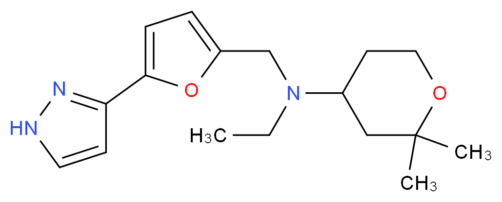 (2,2-dimethyltetrahydro-2H-pyran-4-yl)ethyl{[5-(1H-pyrazol-3-yl)-2-furyl]methyl}amine_分子结构_CAS_)