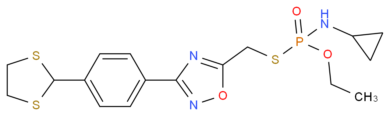 5-[(Ethoxy cyclopropylaminophosphonyl)thiomethyl]-3-[4-(1,3-dithiolan-2-yl)phenyl]-1,2,4-oxadiazole_分子结构_CAS_)