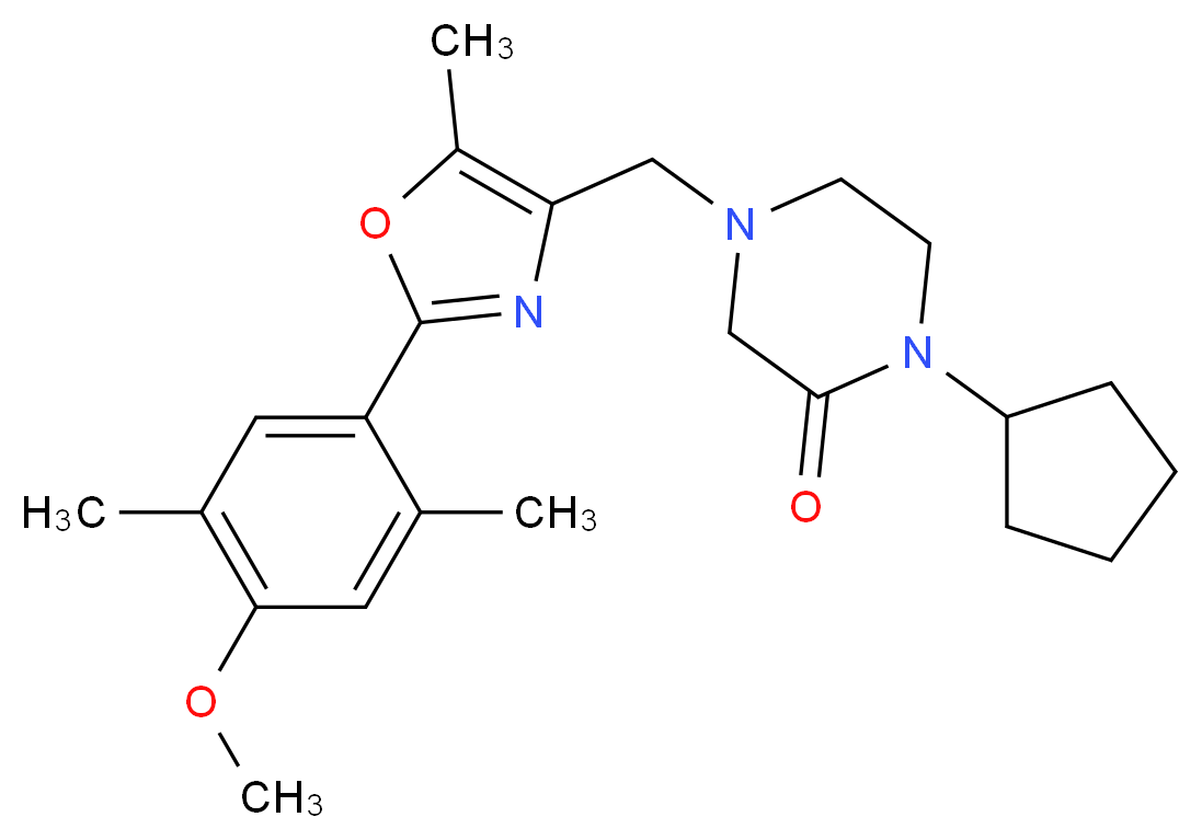 1-cyclopentyl-4-{[2-(4-methoxy-2,5-dimethylphenyl)-5-methyl-1,3-oxazol-4-yl]methyl}-2-piperazinone_分子结构_CAS_)