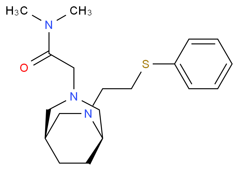 N,N-dimethyl-2-{(1S*,5R*)-6-[2-(phenylthio)ethyl]-3,6-diazabicyclo[3.2.2]non-3-yl}acetamide_分子结构_CAS_)