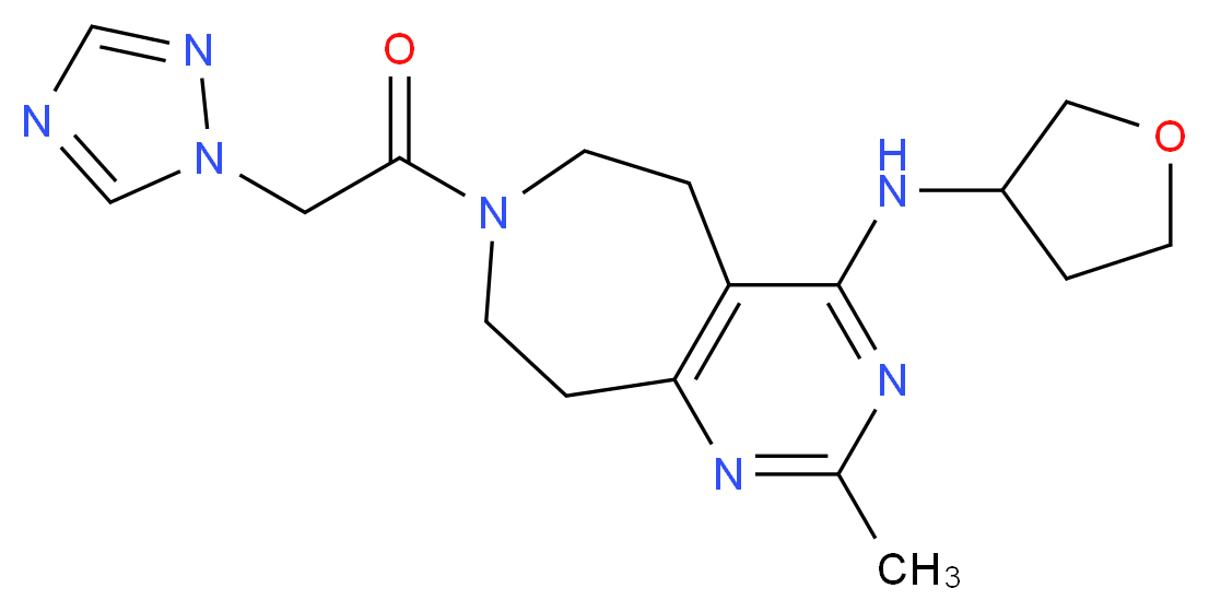 2-methyl-N-(tetrahydrofuran-3-yl)-7-(1H-1,2,4-triazol-1-ylacetyl)-6,7,8,9-tetrahydro-5H-pyrimido[4,5-d]azepin-4-amine_分子结构_CAS_)