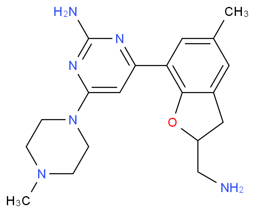 4-[2-(aminomethyl)-5-methyl-2,3-dihydro-1-benzofuran-7-yl]-6-(4-methylpiperazin-1-yl)pyrimidin-2-amine_分子结构_CAS_)