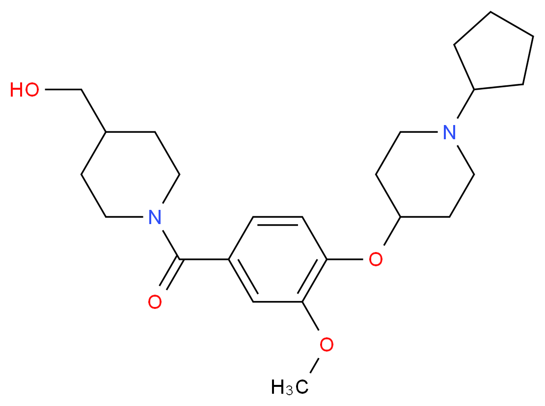 (1-{4-[(1-cyclopentyl-4-piperidinyl)oxy]-3-methoxybenzoyl}-4-piperidinyl)methanol_分子结构_CAS_)